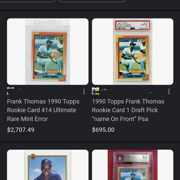 1990 Topps Frank Thomas Rookie Card - Picture 4 of 4